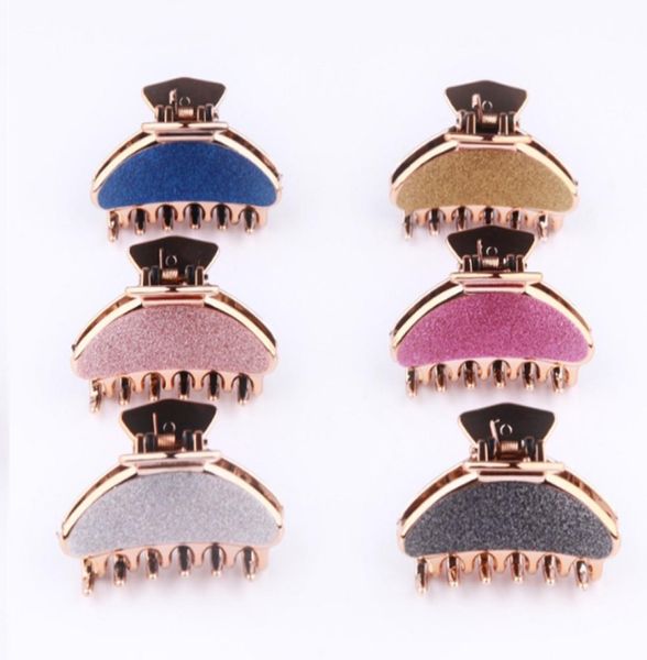 

6 colors medium size glitter colorful girls hair pins crab claw clamp women barrettes scrub hair clips hair accessories headwear b3153530, Slivery;white