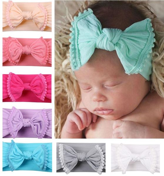 

baby bow hairband toddler elastic tassel turban baby girl big bow headband solid headwear accessories hha11806175792, Slivery;white