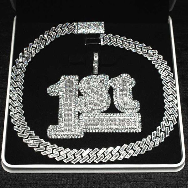 

past diamond tester sterling silver with emerald cut custom moissanite letter hip hop pendant