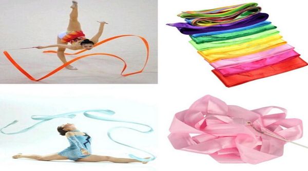 

colorful fitness ribbons dance ribbon gym rhythmic gymnastics art gymnastic ballet streamer twirling rod gift 9 colors 5123534