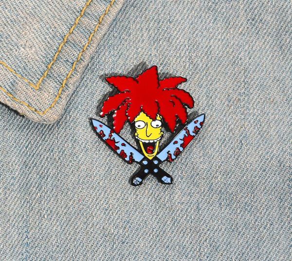 

new cartoon knife animated character head brooch badge funny cute jewelry creative student female pins enamel gift for man6606069, Blue