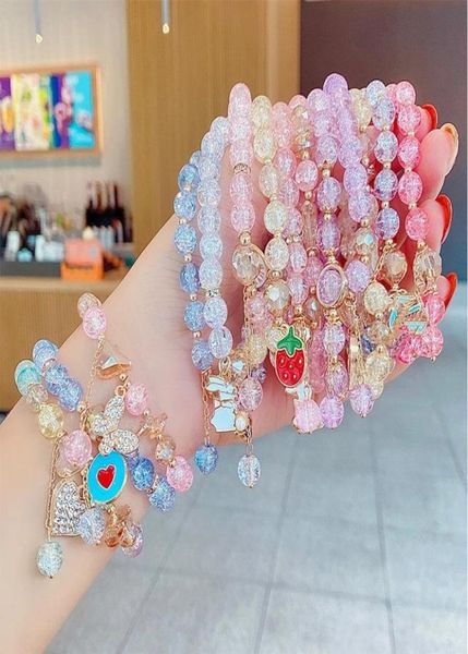 

new cartoon children039s bracelet female princess glass jewelry beaded cute girl baby student bracelet accessories9140854, Red;brown