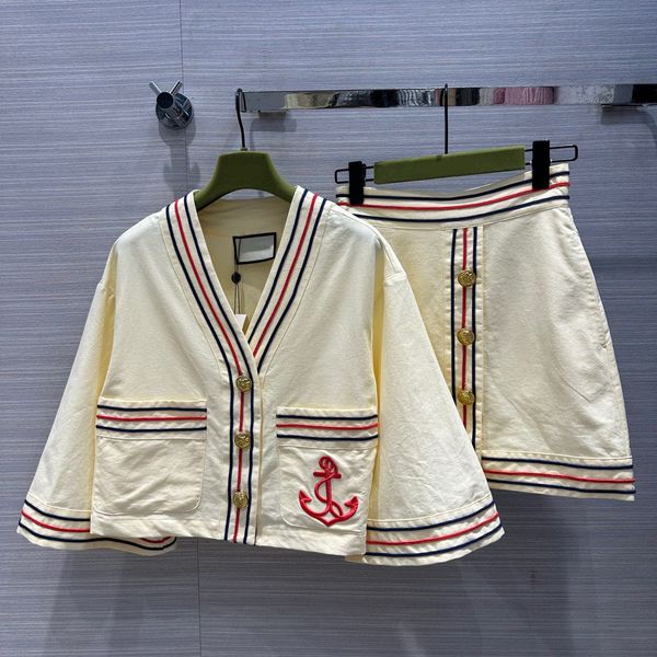 

women's two piece dress jacket set women loose casual tracksuits 2023 summer autumn half sleeve button up jacket with high waist skirt, White