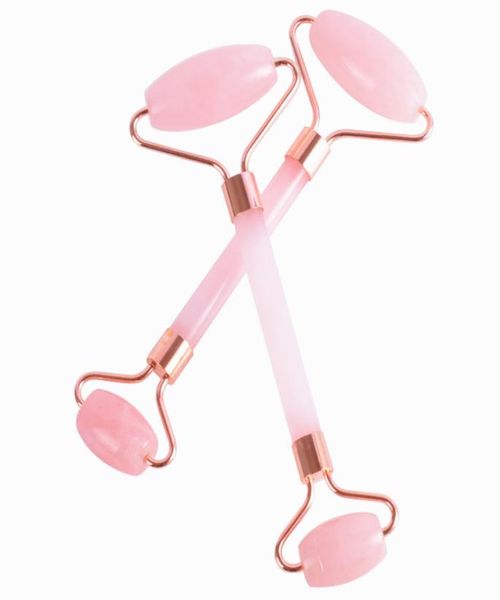 

rose quartz roller double head face massager tool natural jade facial massage roller stone skin beauty care5998155