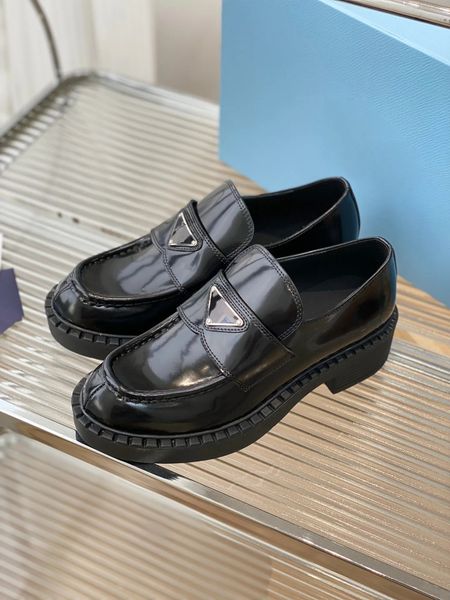 

loafers designer shoes soft cowhide platform sneakers rubber black shiny leather chunky round head sneaker thick bottom shoe size 35-40