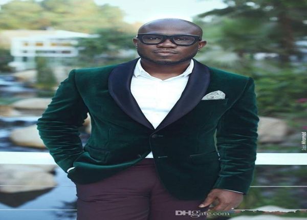 

new fashion shawl lalpel side vent dark green velvet groom tuxedos men wedding blazer men dinner prom business suitjacketpantst9790399, Black;gray