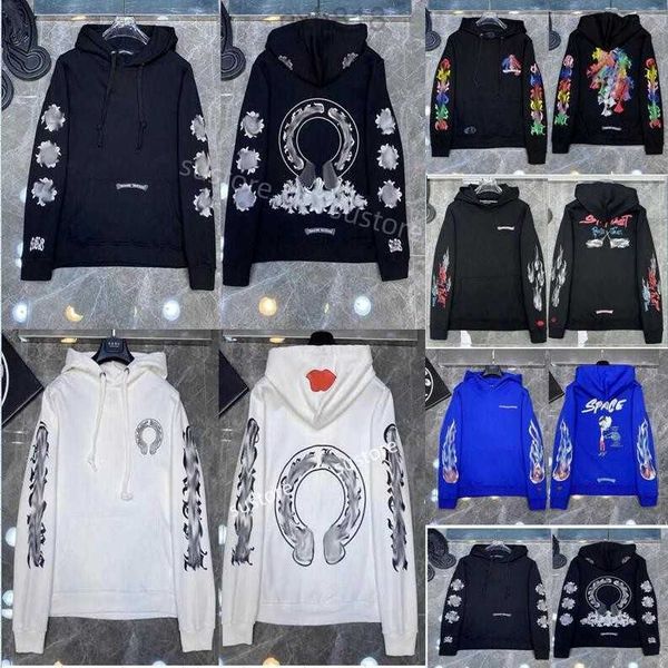 

men's hoodies chromes & luxury designer fashion zipper ch horseshoe cross print pullover hooded sweater jackts gduk 19 8hc6, Black