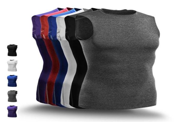

fashion basketball vests men compression gym fitness running vests male sports sleeveless t shirt gym jogger clothing wear9879568, White;black