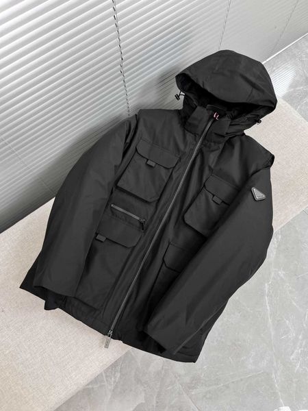 

autumn and winter men's padded down coat, one piece of clothing two wear, removable down two sets. full volume fluffy heavy fabric., Black