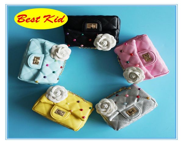 

dhl delivery colorful pearl shoulder purse bags for teenagers toddlers mini leather coin purse kids fashion flower bag girl bag bk6867097, White