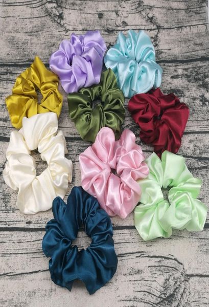 

scrunchies headbands solid satin hairbands silky scrunchie hair bands girls ponytail holder summer hair accessories 9 colors dw5368014618, Slivery;white