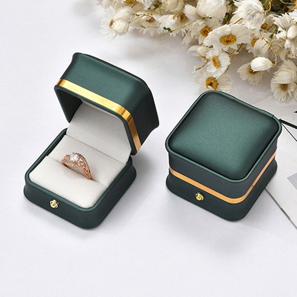 

jewelry boxes phnom dark green leather jewelry organizer wedding ring box pendant bracelet necklace storage case gift packaging display box, Black;white