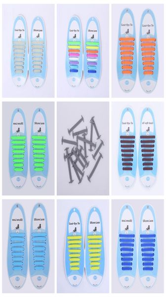 

solid color easy no tie shoelaces silicone elastic shoe laces man women running shoelacess fit all sneakers 16pcsset9075052, Black