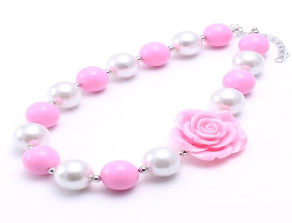 

pink color flower kid chunky necklace fashion pinkwhite color bubblegum bead chunky necklace children jewelry for toddler 8991953, Red;brown