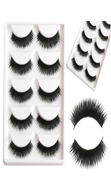 

thick false eyelashes 1 box 5 pairs short thick black natural smoky makeup long fake eye lashes7993401