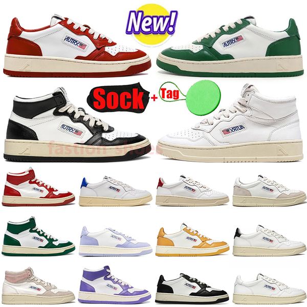 

2023 autry high low action shoes designer casual womens autries medalist leather suede low platform sneakers usa upper two-tone pink golden, Black
