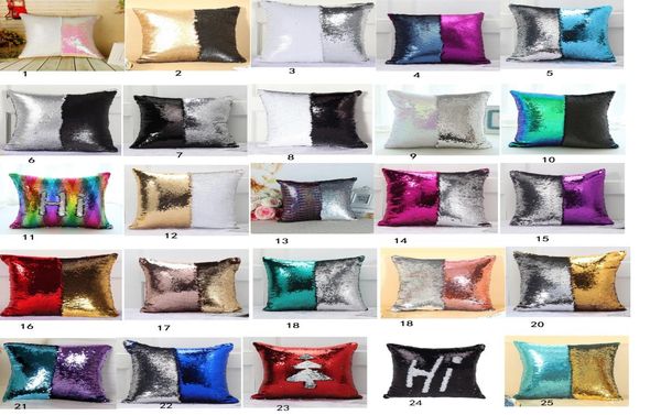 

25 design meijuner mermaid sequin cushion cover magical throw pillowcase 40x40cm color changing reversible pillow case kids toys1918916