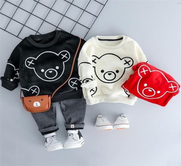 

hylkidhuose baby girl boy clothing sets autumn winter plush infant clothes suits cartoon children kids casual coatume2049987, White