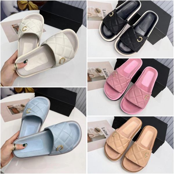

luxury designer beach shoes summer sandal fashion travel channel slide women slipper hdfh shoe size 35-41, Black
