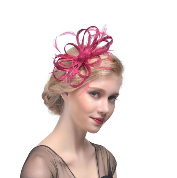 

bridal hats feathers linen flowers hair accessories beading girls party hair decoration chapeau mariage femme2514879, White