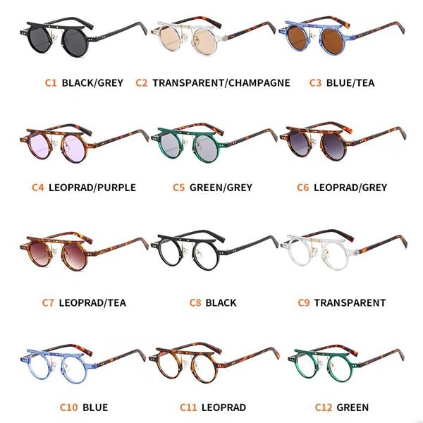 

new small round frame designer uv glasses red and green tri-color frame sunglasses ladies fashion sunglasses t2996, Blue