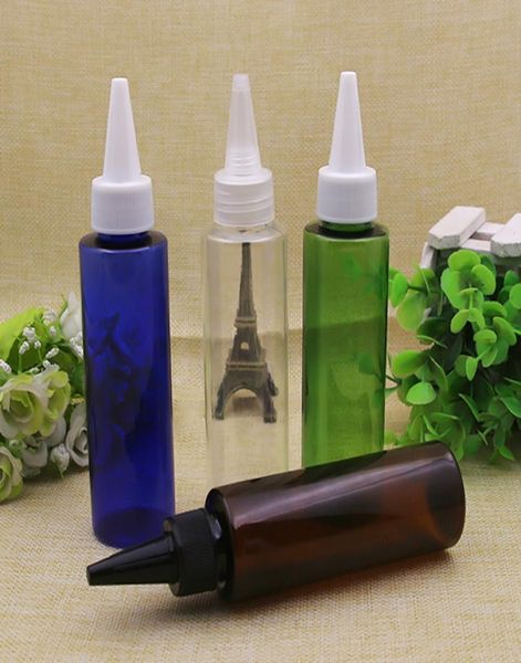 

50pcslot 100mlpointed cap plastic bottles dropper essence oil or liquid lotion case container with assorted body6530698