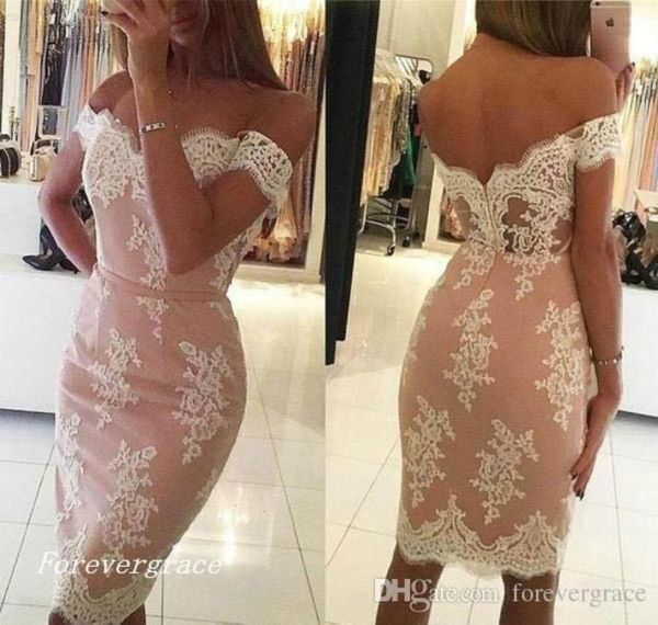 

2019 modern sheath off shoulder cocktail dress knee length appliqued short club wear homecoming party dress plus size custom9685810, Black