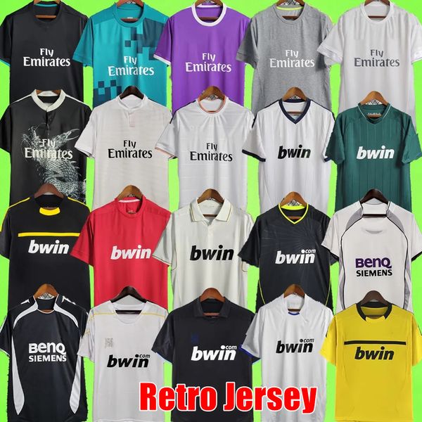 

madrids retro soccer jerseys real vintage football shirts t 07 08 09 10 11 12 13 14 15 16 17 18 19 ronaldo raul di stefano figo zidane suker, Black;yellow