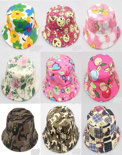 

26t baby cartoon print bucket sun hat floral children summer panama caps baby girls fisherman straw hat kids boys e cap7342225, Yellow