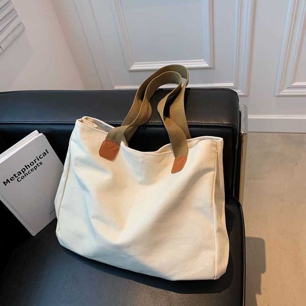 

canvas bag french college student classroom bag women's new fashion handheld tote bag versatile shoulder bag