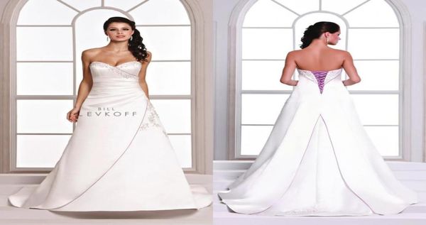 

2021 vintage purple and white wedding dresses embroidery bill levkoff sweetheart a line plus size lace up wedding dresses dl19818453