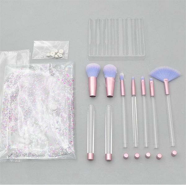 

makeup brushes 7pcs empty clear handle portable and glitter with cosmetic bag over diy brushes set7201970