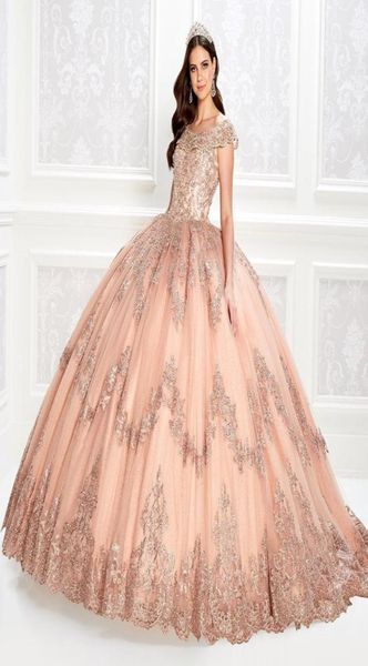 

stunning beaded ball gown quinceanera dresses bateau neck lace appliqued sequined prom gowns sweep train tulle sweet 15 dress7812750, Blue;red