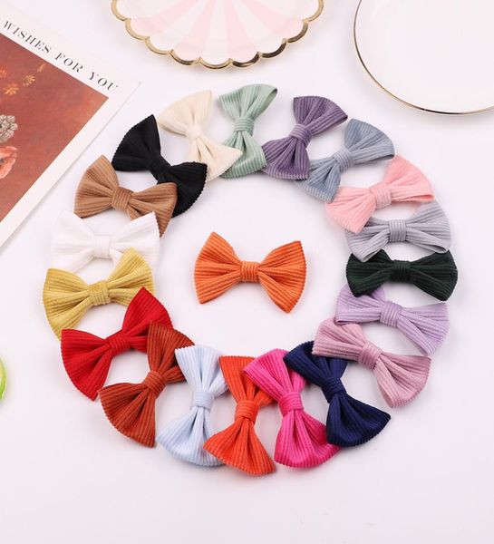 

boutique 3inch corduroy bows with hair clipsbaby girls hair bow hairpin newborn fabric bow barrettes children headwear5821325, Slivery;white