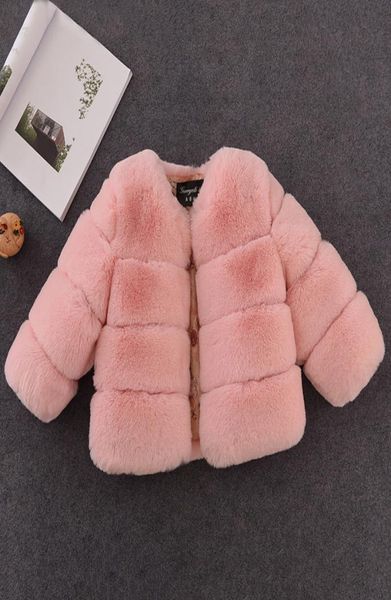 

new winter girls fur coat elegant baby girl faux fur jackets and coats thick warm parka kids outerwear clothes girls coat5015465, Blue;gray