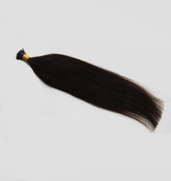 

100g straight human pre bonded fusion hair natural color i tip stick keratin double drawn remy hair extension4222528, Black