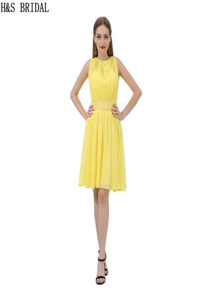 

short chiffon homecoming dresses beading yellow sheer neck cocktail dress charming girls party gowns b0127786262, Blue;pink