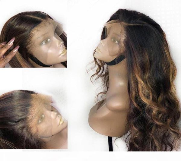

pre plucked lace front human hair wigs with baby hair highlight honey blonde glueless full lace wigs for women3777780, Black;brown