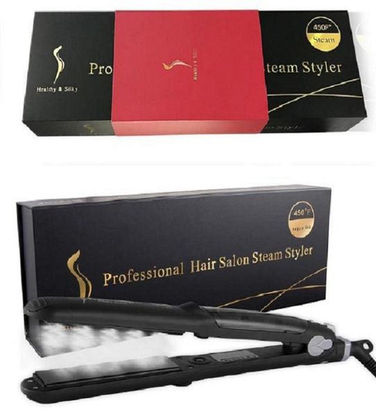 

professional 450f ceramic vapor hair straightener argan oil steam flat iron with gorgeous packing fast heating iron with gift box1896115