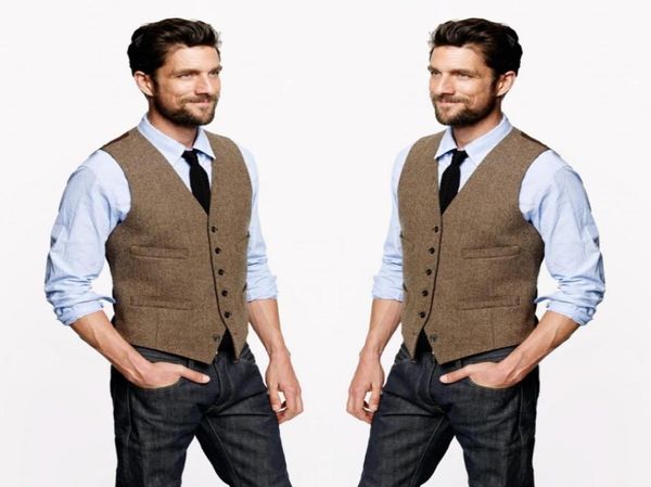 

2020 wedding vintage brown tweed vests custom made groom vest mens slim fit tailor made wedding vests for menvest tie3243249, Black