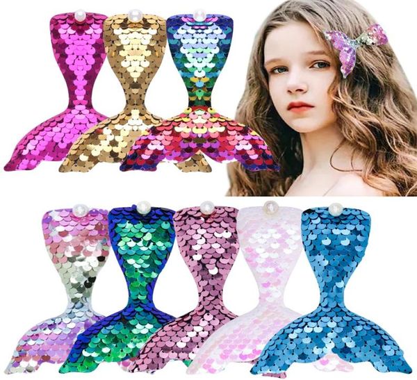

children039s duckbill hairpin cute cartoon mermaid tail flip sequin fashion jewelry6739211, Slivery;white