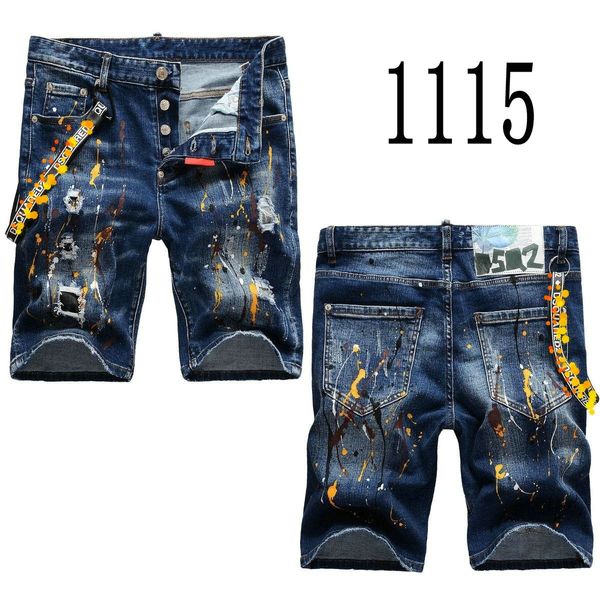 

mens jeans shorts dsquare mens luxury designer denim jeans d2 men jeans dsquare embroidery middle-half pants fashion holes shorts mens cloth, Blue