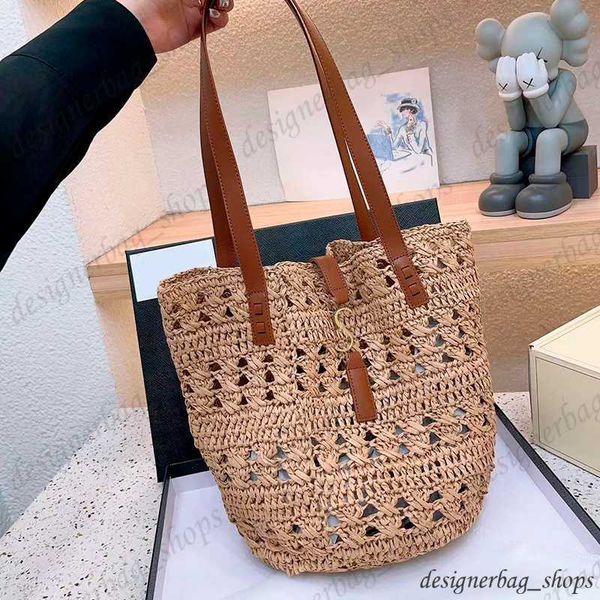 

famous brand bag beach bag raffia straw bag s metal piece decoration hollow bucket bag style women's straw handbag women's beach b