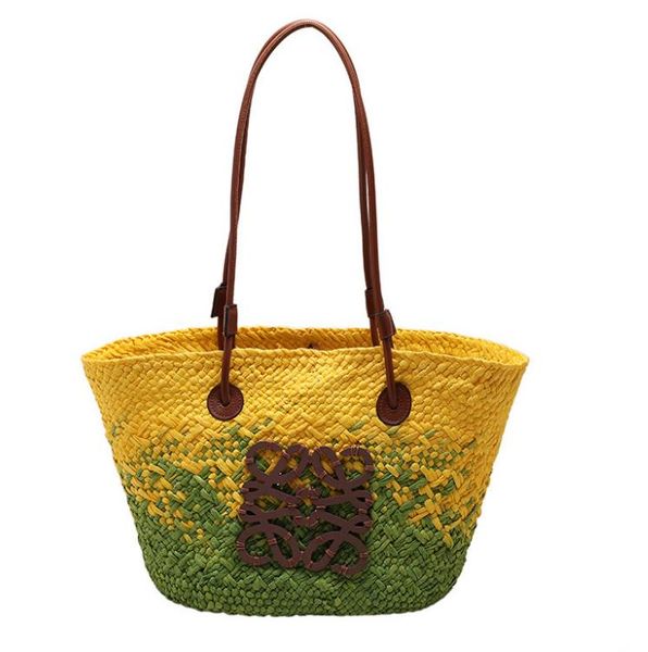 

unique design bag for women's 2023 new fashion straw weaving large capacity contrast color shoulder bag, small and fashionable handbag