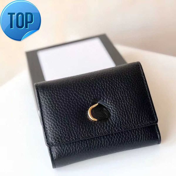 

brand designer change purse card pack handbag women's leather purse short double fold cowhide thin black red fashion versatile lightwei
