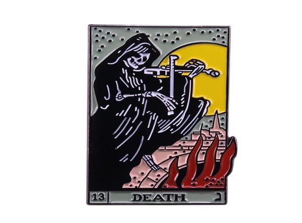 

halloween death tarot card hard enamel pins women men badge backpack collar lapel gothic jewelry4650662, Blue