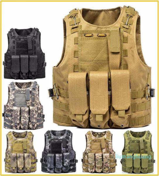 

airsoft tactical vest molle combat assault protective clothing plate carrier tactical vest 7 colors cs outdoor clothing hunting ve6661503, Black;green