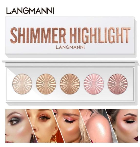 

langmanni 5 colors highlighter palette makeup face contour powder bronzer make up blusher professional blush palettes cosmetics1797387