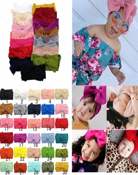 

kids baby girls big bow wide elastic headband hair band wraps infant headbands newborn hairbands hairwraps head wrap turban d9153490, Slivery;white