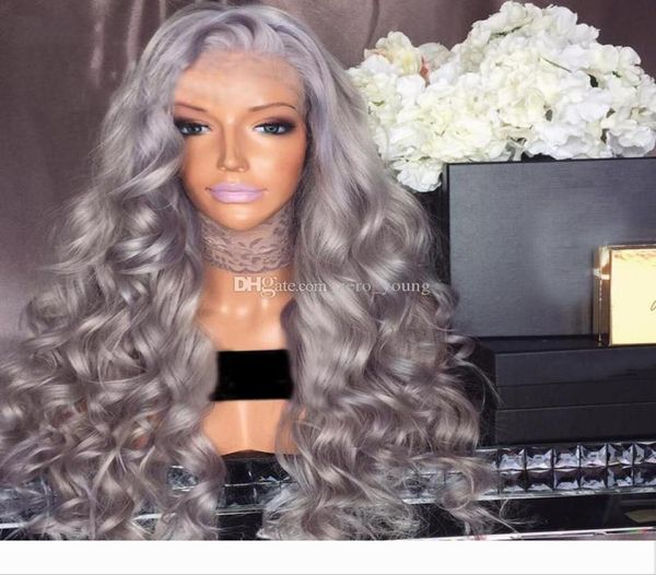 

glueless full lace human hair wigs with baby hair pre plucked grey body wave brazilian virgin hair lace wigs1593270, Black;brown